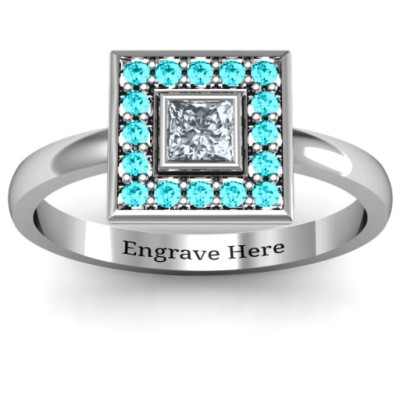 Bezel Princess Stone with Channel Accents Ring  - All Birthstone™