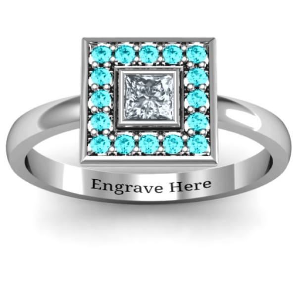 Bezel Princess Stone with Channel Accents Ring  - All Birthstone™