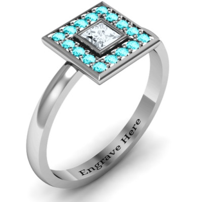 Bezel Princess Stone with Channel Accents Ring  - All Birthstone™