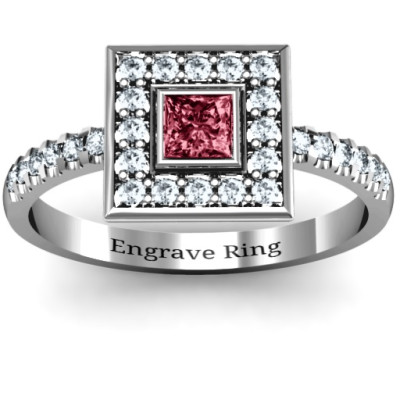 Bezel Princess Stone with Channel Accents in the Band Ring  - All Birthstone™