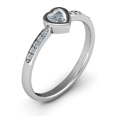 Bezel Set Love Ring with Accents - All Birthstone™