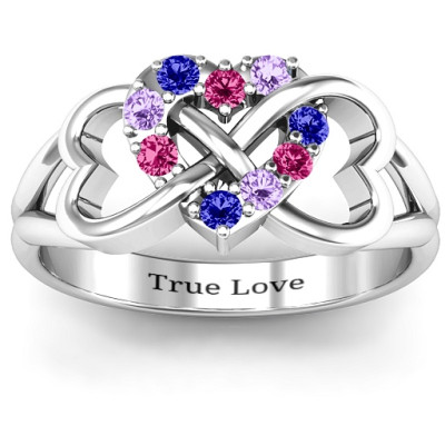 Birthstone Triple Heart Infinity Ring  - All Birthstone™