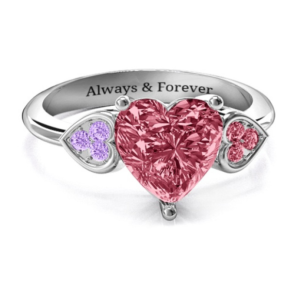 Brilliant Love Accented Heart Ring - All Birthstone™