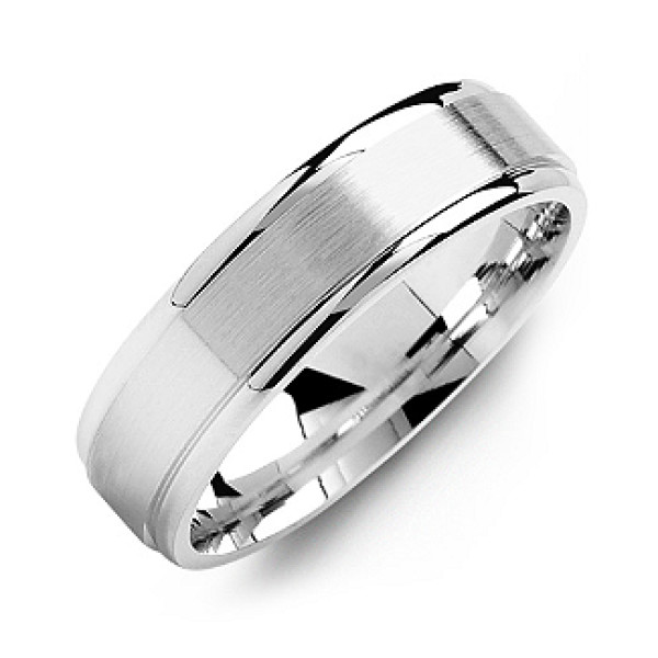 Brushed Centre Men's Ring with Polished Edges - All Birthstone™