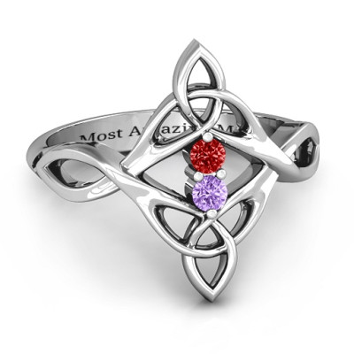 Celtic Sparkle Ring with Interwoven Infinity Band - All Birthstone™