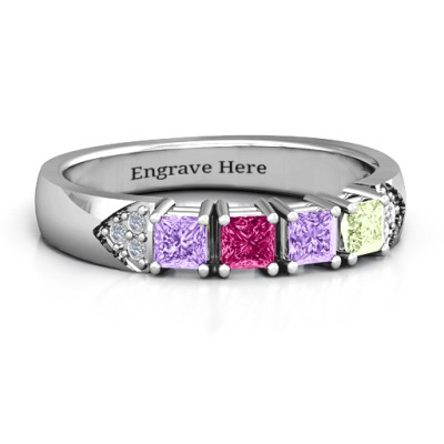Classic 2-7 Princess Cut Ring with Accents - All Birthstone™