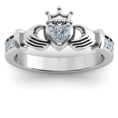 Classic Claddagh Heart Cut Ring with Accents - All Birthstone™