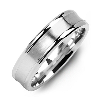 Classic Contoured Men's Ring with Brushed Centre - All Birthstone™