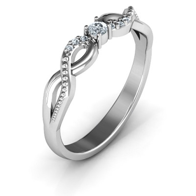 Classic Solitare Sparkle Ring with Accented Infinity Band - All Birthstone™