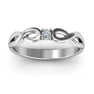 Classic Solitare Sparkle Ring with Infinity Band - All Birthstone™