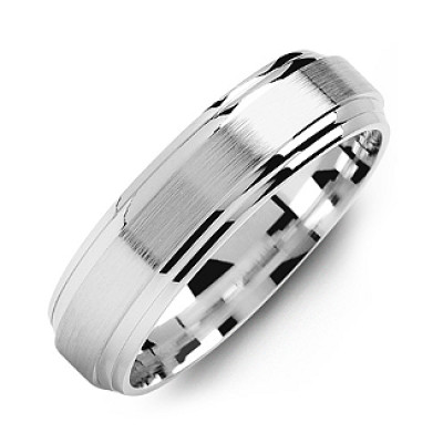Classic Two-Line Milled-Brush Men's Ring - All Birthstone™