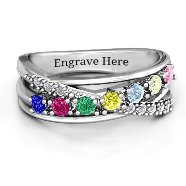 Crossover Accent Multi Band Ring - All Birthstone™