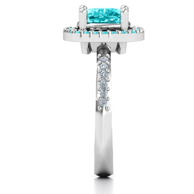 Cushion Cut Statement Ring with Halo - All Birthstone™
