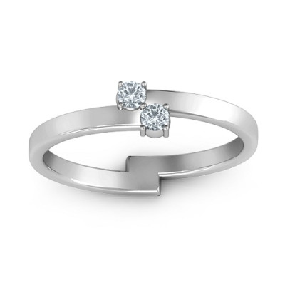 Diagonal Dazzle Ring With 2-3 Gemstones  - All Birthstone™