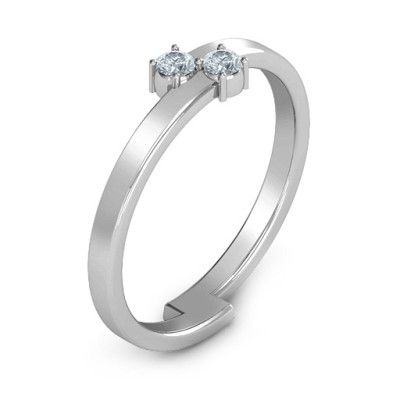 Diagonal Dazzle Ring With 2-3 Gemstones  - All Birthstone™