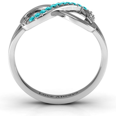 Double Heart Infinity Ring with Accents - All Birthstone™