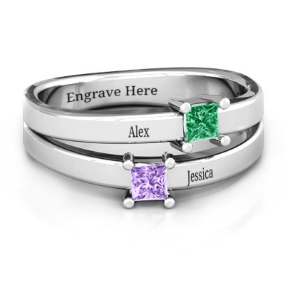 Double Princess Cut Ring - All Birthstone™
