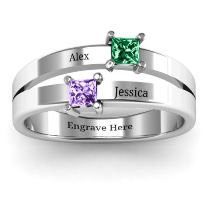 Double Princess Cut Ring - All Birthstone™