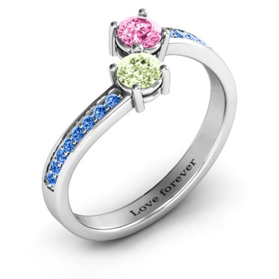 Elegant Accent Two Stone Ring  - All Birthstone™