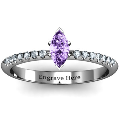 Elegant Marquise with Accent Band Ring - All Birthstone™