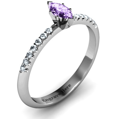 Elegant Marquise with Accent Band Ring - All Birthstone™