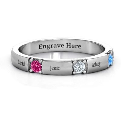Elegant Three Gemstone Ring  - All Birthstone™