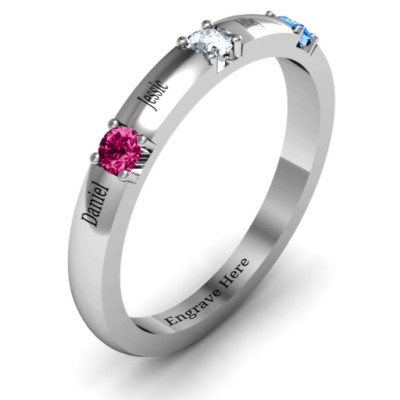 Elegant Three Gemstone Ring  - All Birthstone™