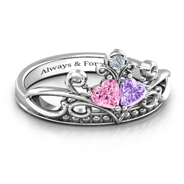Ever Enchanted Double Heart Tiara Ring - All Birthstone™