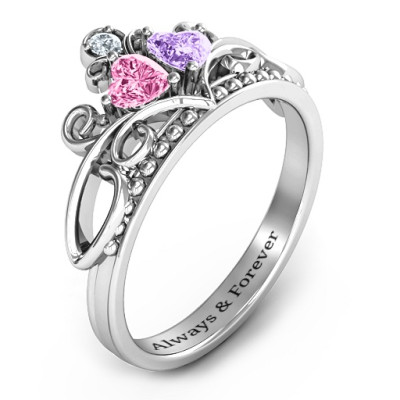 Ever Enchanted Double Heart Tiara Ring - All Birthstone™