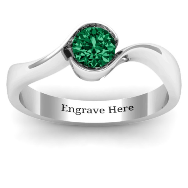 Fancy Solitaire Swirl Ring - All Birthstone™