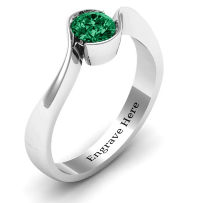 Fancy Solitaire Swirl Ring - All Birthstone™