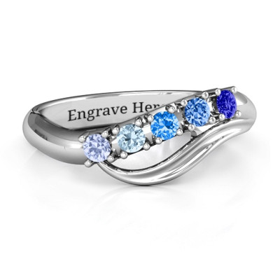 Five Stone Wave Ring  - All Birthstone™