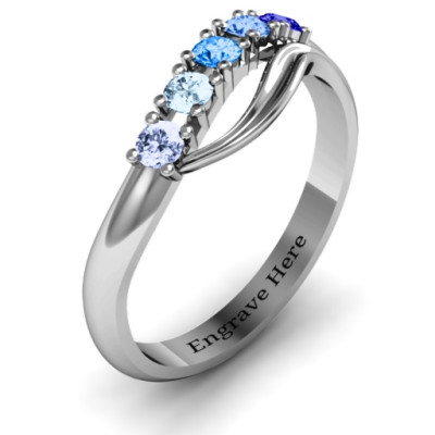 Five Stone Wave Ring  - All Birthstone™