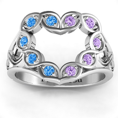 Floating Heart Infinity Ring - All Birthstone™