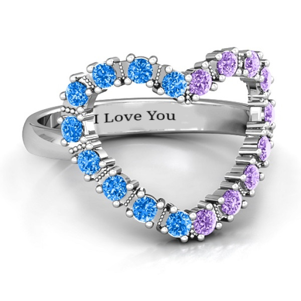 Floating Heart with Stones Ring  - All Birthstone™