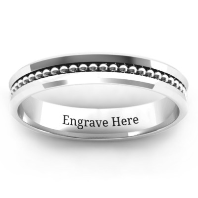 Forge Beaded Groove Bevelled Women's Ring - All Birthstone™
