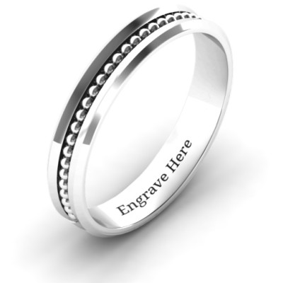 Forge Beaded Groove Bevelled Women's Ring - All Birthstone™