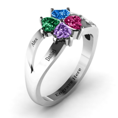 Four Clover Hearts Ring - All Birthstone™