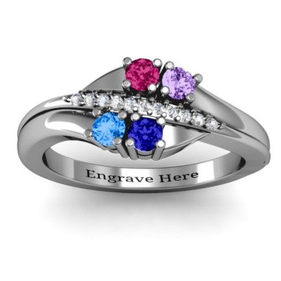 Four Stone Ring with Accents  - All Birthstone™