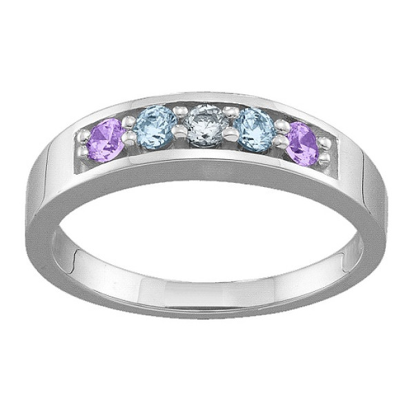 Geometric 3-6 Stones Ring  - All Birthstone™