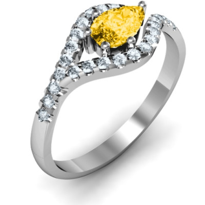 Golden Eye Pear Ring with Accent Infusion - All Birthstone™
