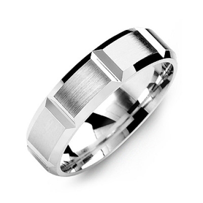 Grooved Men's Ring with Brushed Surface - All Birthstone™