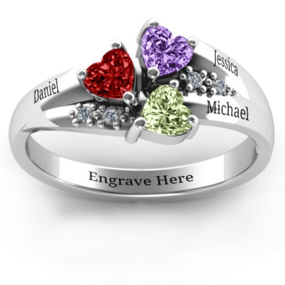 Heart Cluster Ring with Accents - All Birthstone™