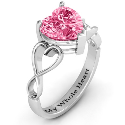Heart Shaped Stone with Interwoven Heart Infinity Band Ring  - All Birthstone™