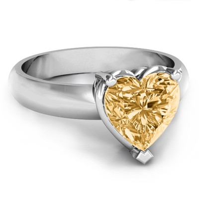 Heart Stone in a Double Gallery Setting Ring  - All Birthstone™