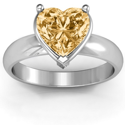 Heart Stone in a Double Gallery Setting Ring  - All Birthstone™
