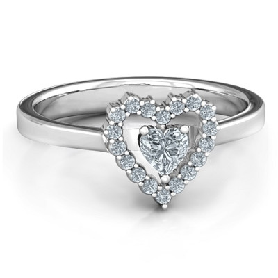 Heart in Heart Halo Ring - All Birthstone™