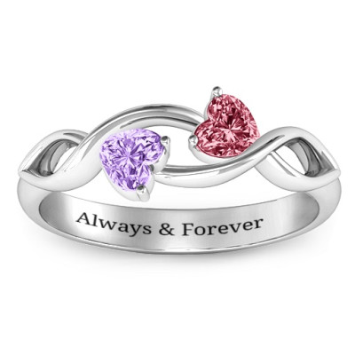 Heavenly Hearts Ring with Heart Gemstones  - All Birthstone™