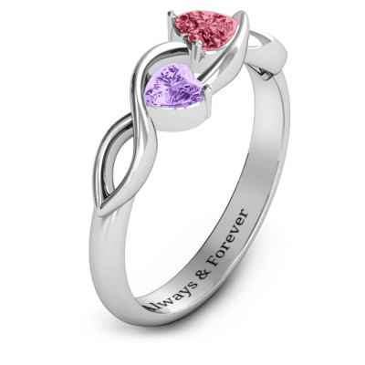 Heavenly Hearts Ring with Heart Gemstones  - All Birthstone™