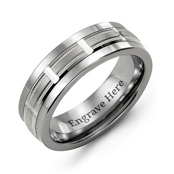 Horizontal-Cut Men's Ring with Beveled Edge - All Birthstone™
